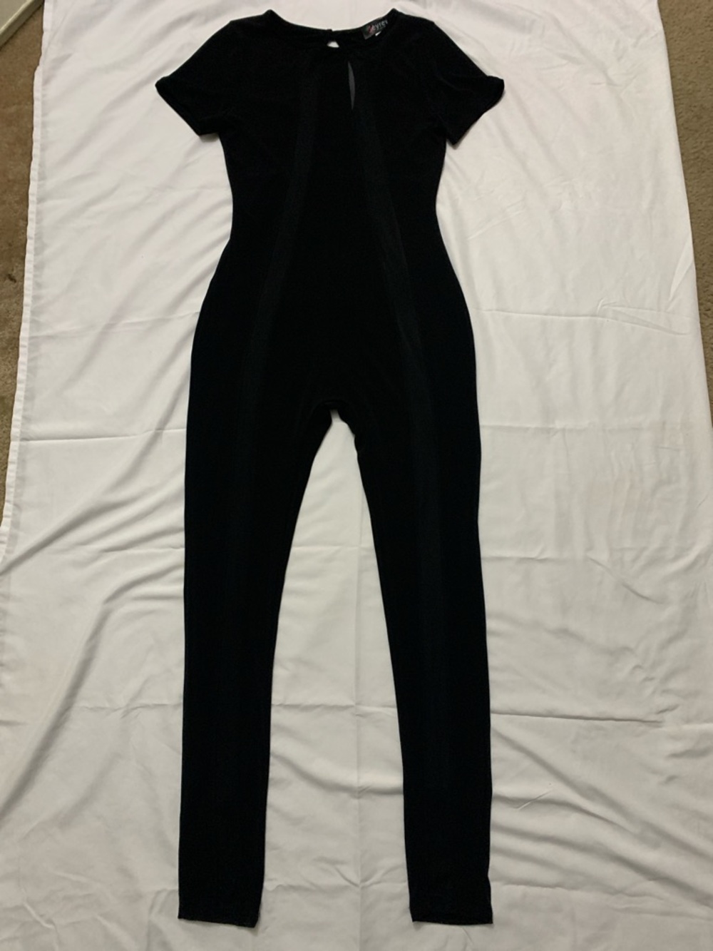 Women's Black Short-Sleeve Fitted Jumpsuit